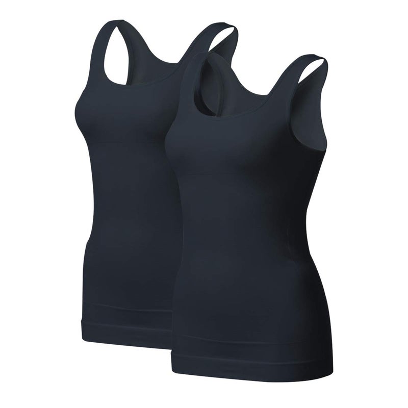 EUYZOU Women's Tummy Control Shapewear Tank Tops - Seamless Body Shaper Compression Top - Black 2pk XXXL - Image 1